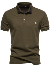 Men's Embroidered Striped Short Sleeve Polo