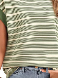 Striped Round Neck Casual T-Shirt