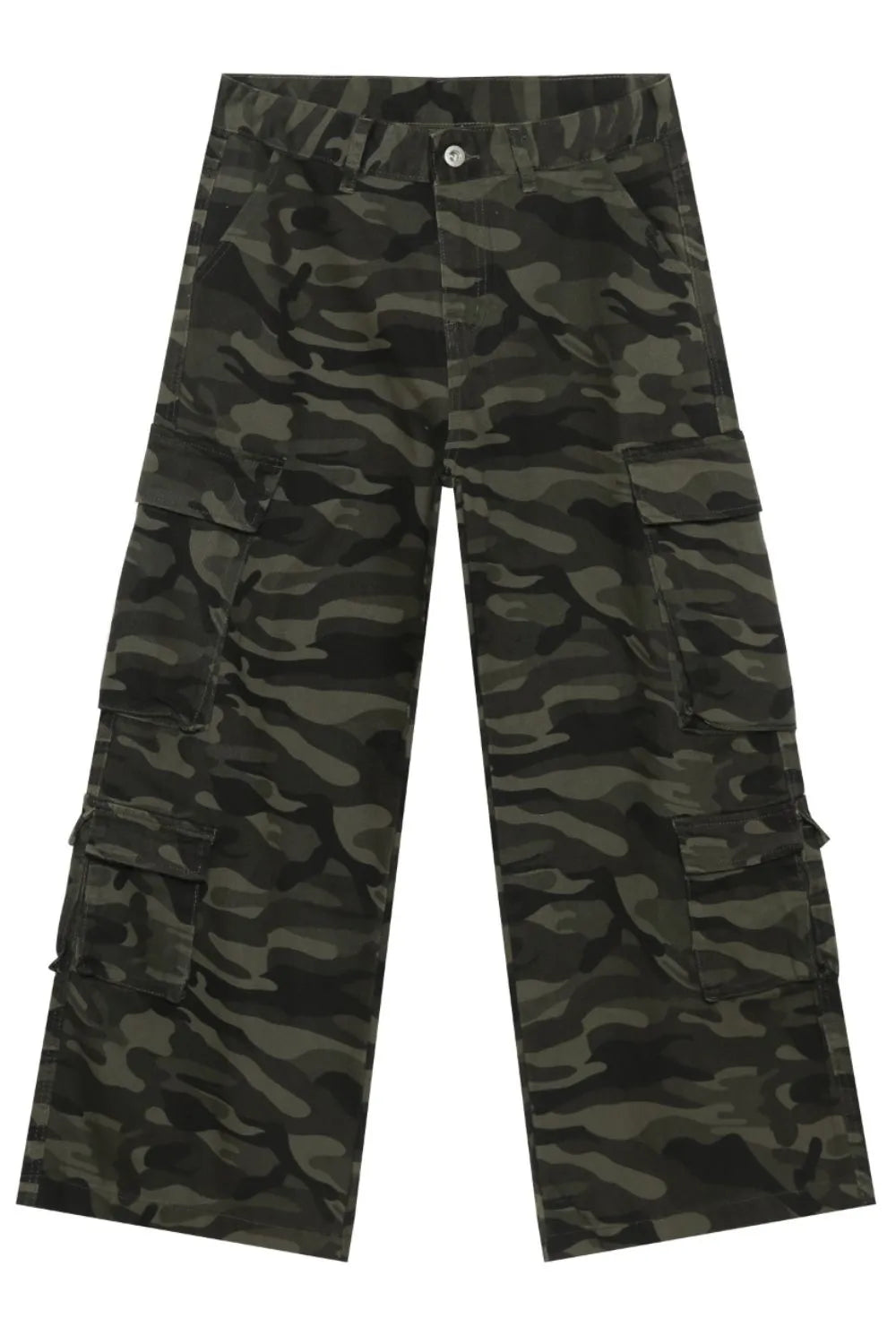 Men's Camouflage Wide Leg Jeans with Cargo Pockets