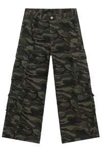 Men's Camouflage Wide Leg Jeans with Cargo Pockets