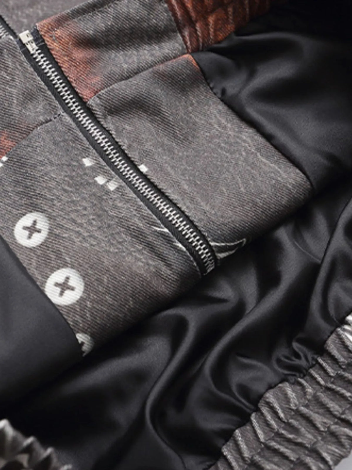 Men's Gothic Cross Print Distressed Denim Jacket