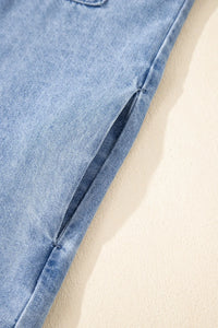 Button Down Short Sleeve Denim Dress