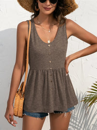 Decorative Button Wide Strap Tank
