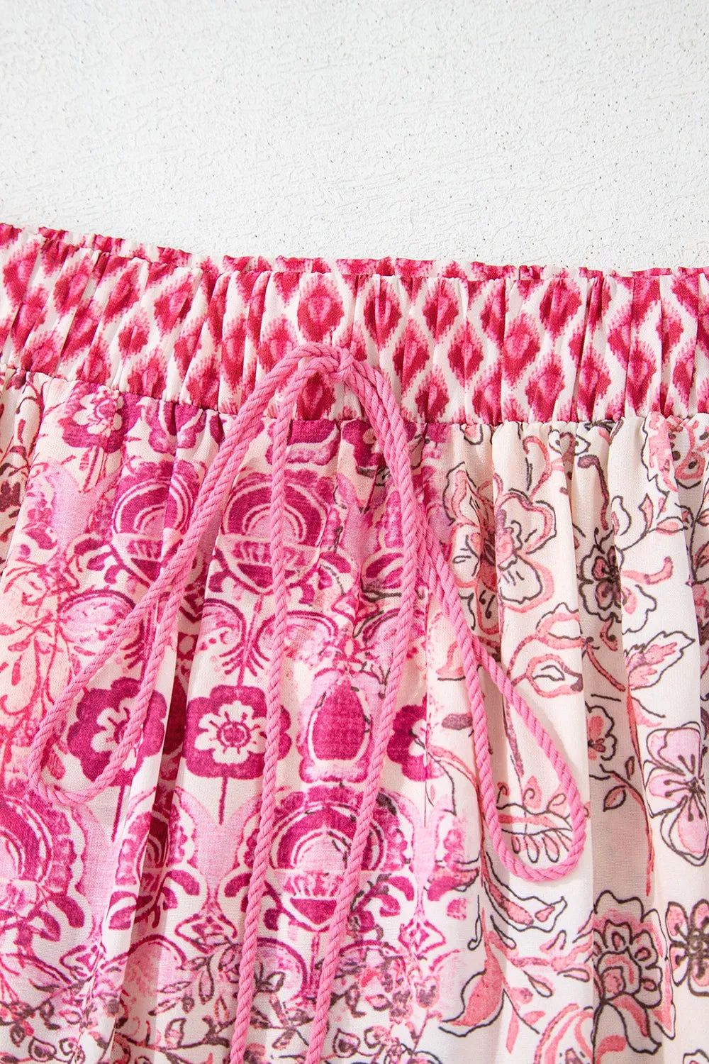 Printed Tassel Drawstring High Waist Maxi Skirt