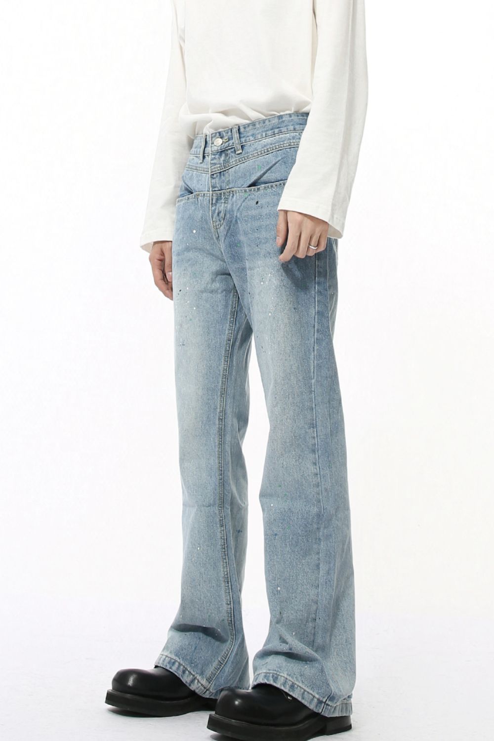 Splash Ink Washed Jeans with Pockets