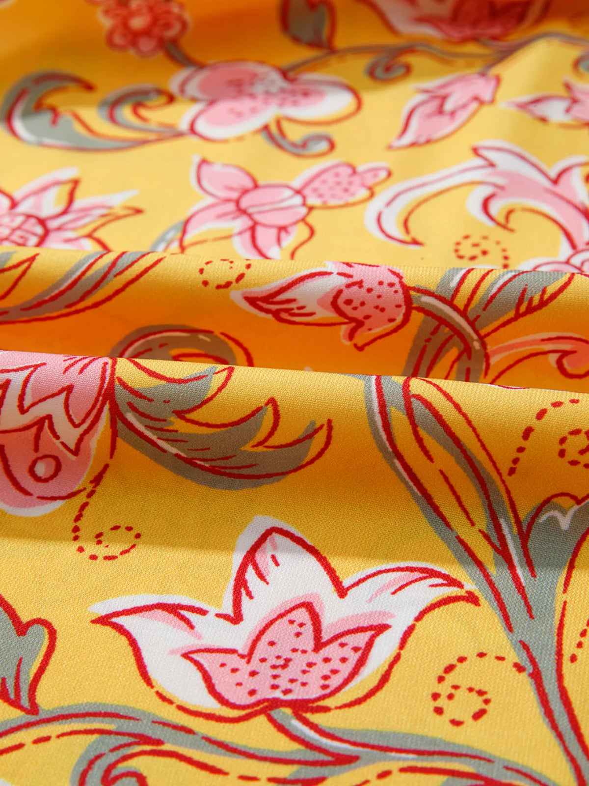 Floral Notched Neck Ruffled Sleeve Casual Blouse