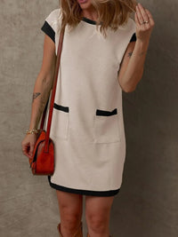 Round Neck Cap Sleeve Mini Dress