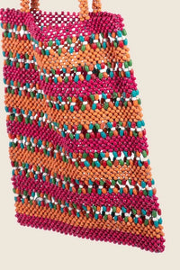 Fame Contrast Wooden Beaded Tote Bag