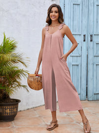 Wide Leg Ruffle Strap Jumpsuit