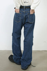 Men's Mid Rise Jeans with Cargo Pockets