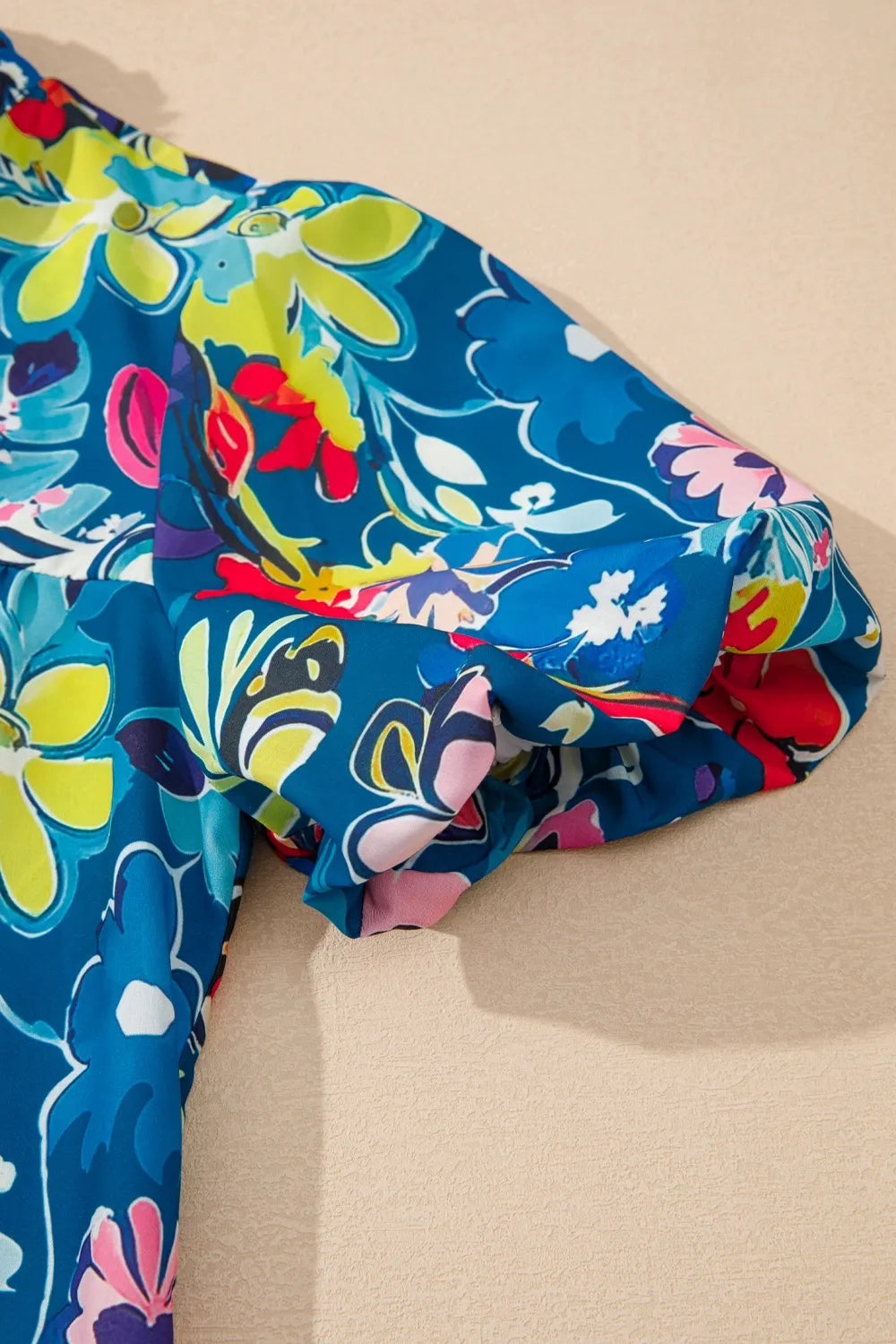 Floral Print Ruffle Sleeve Loose Blouse