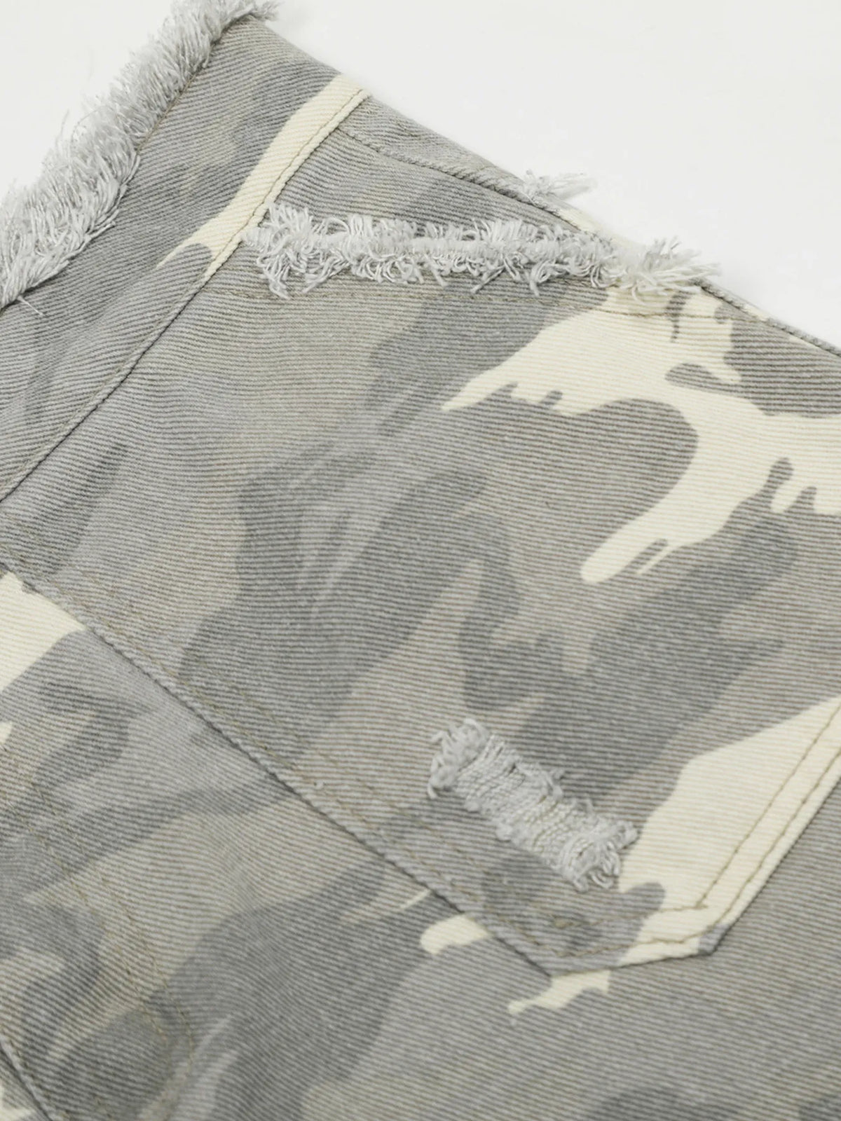 Men's Camouflage Denim Shorts with Raw Hem