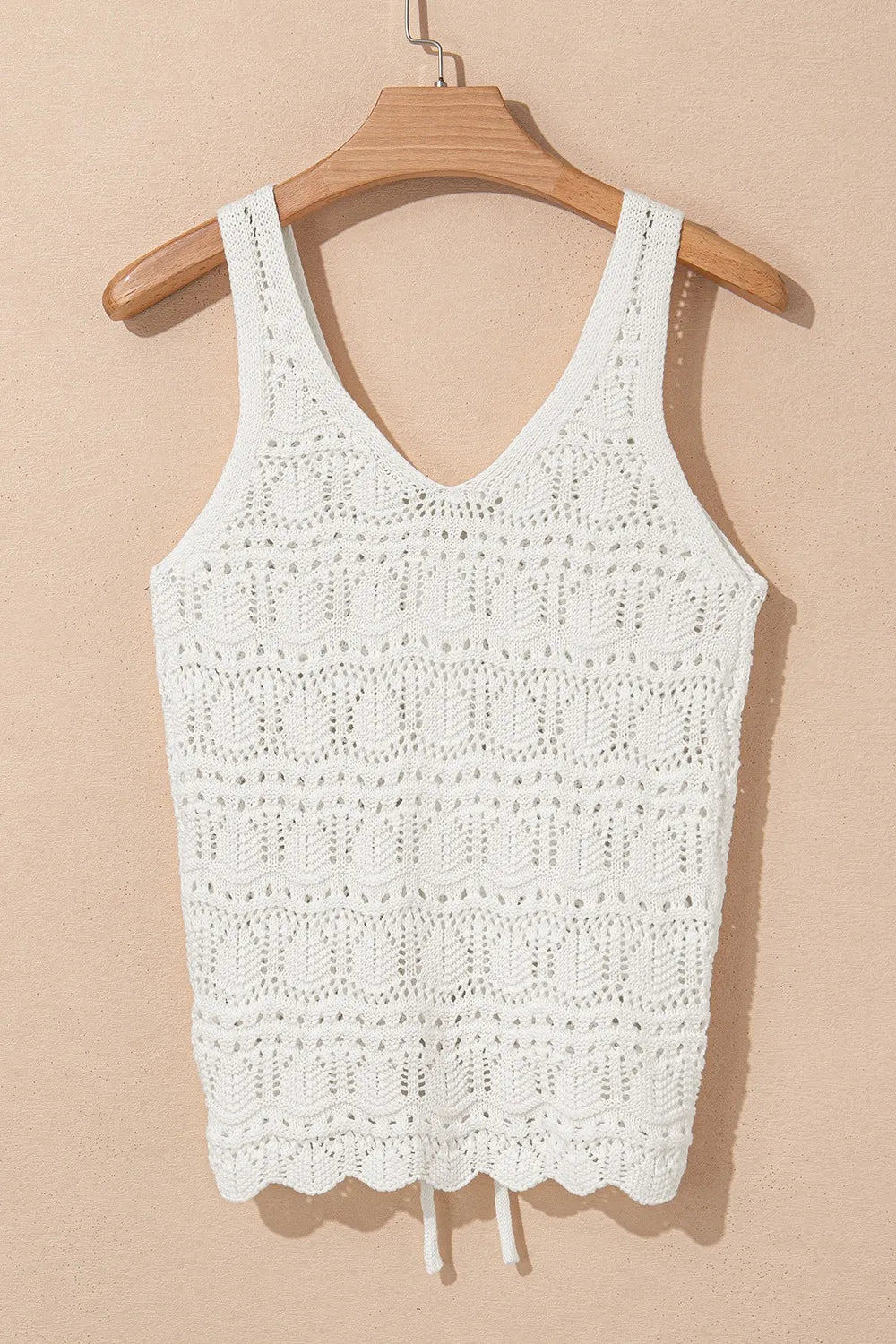 Hollowed Knit V Neck Drawstring Sweater Vest