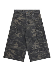 Men's Camouflage Denim Cargo Shorts