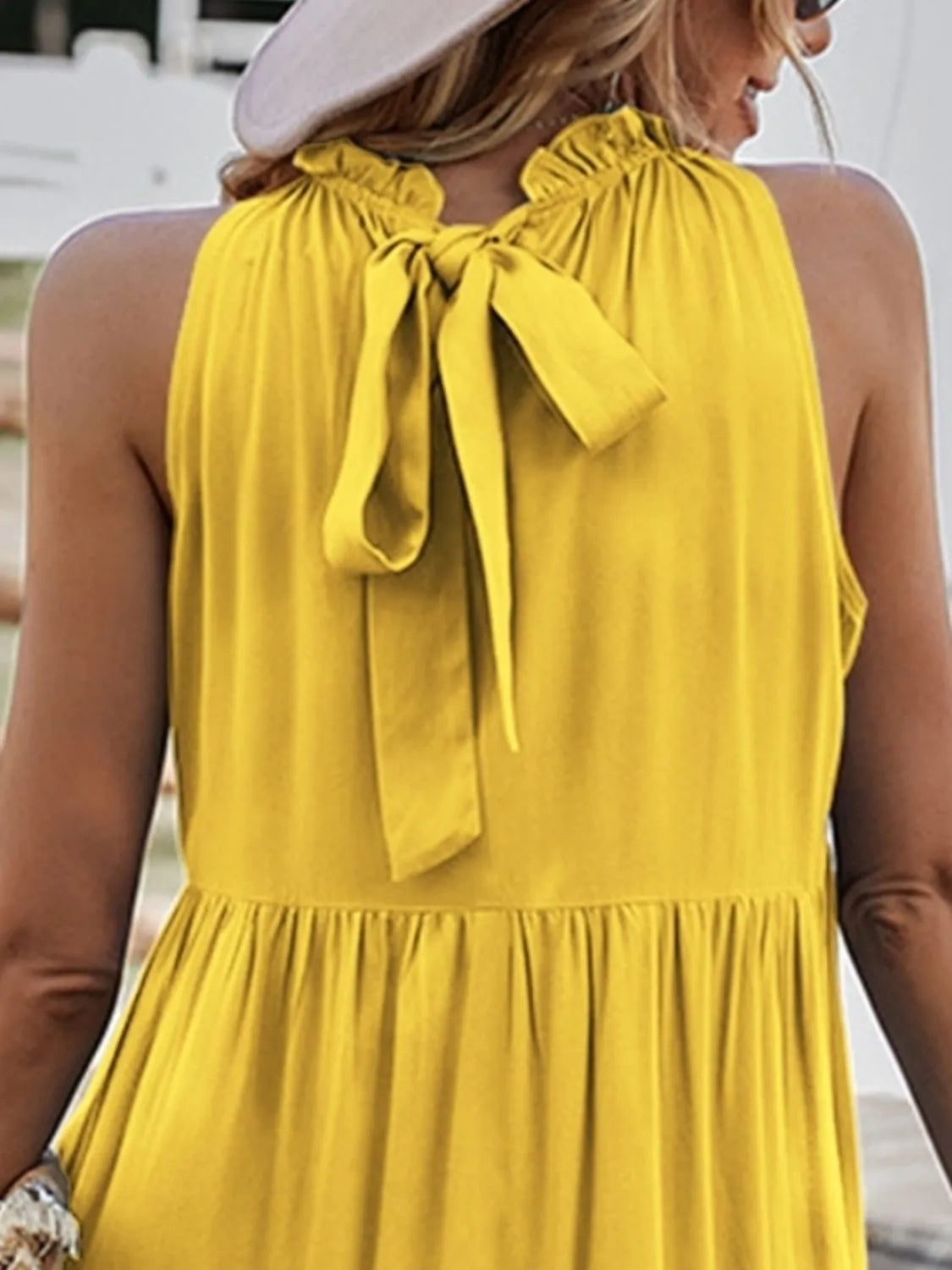 Ruffled Hem Sleeveless Mini Dress