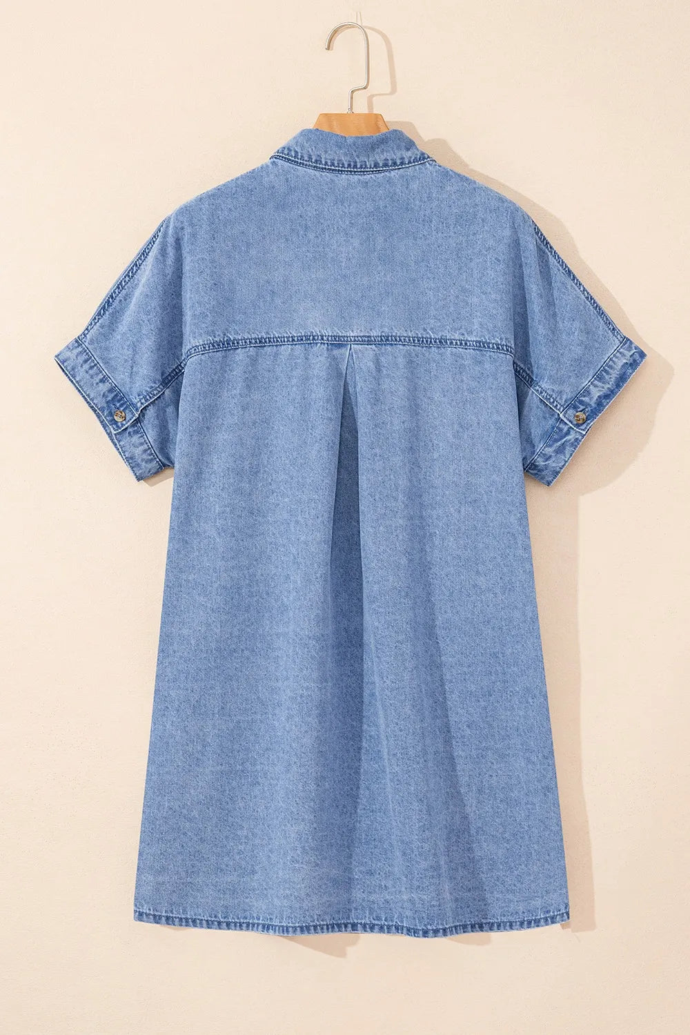 Button Down Short Sleeve Denim Dress