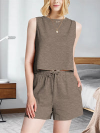 Round Neck Tank and Shorts Set
