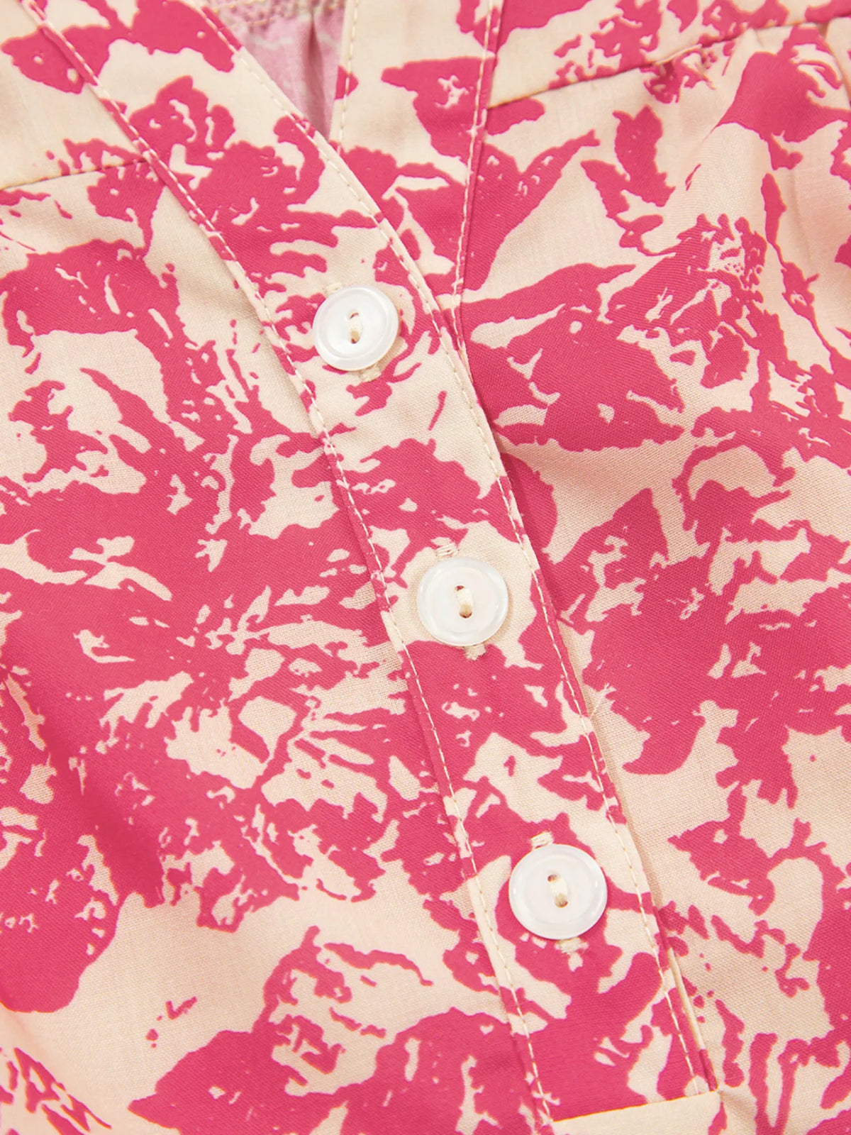 Printed Half Button Neck Ruffle Sleeve Blouse