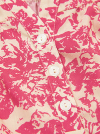 Printed Half Button Neck Ruffle Sleeve Blouse