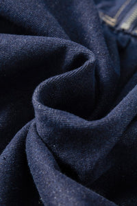 Collared Neck Half Zip Denim Dress