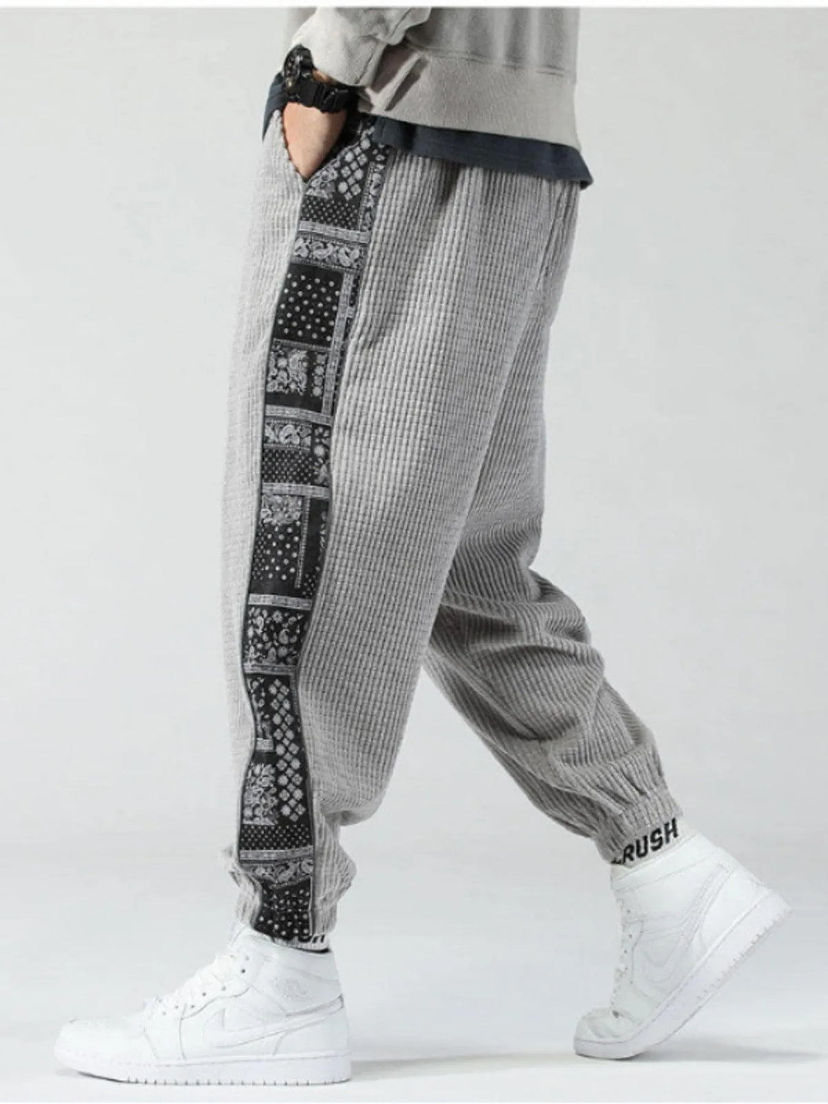 Men's Plus Size Drawstring Contrast Panel Joggers