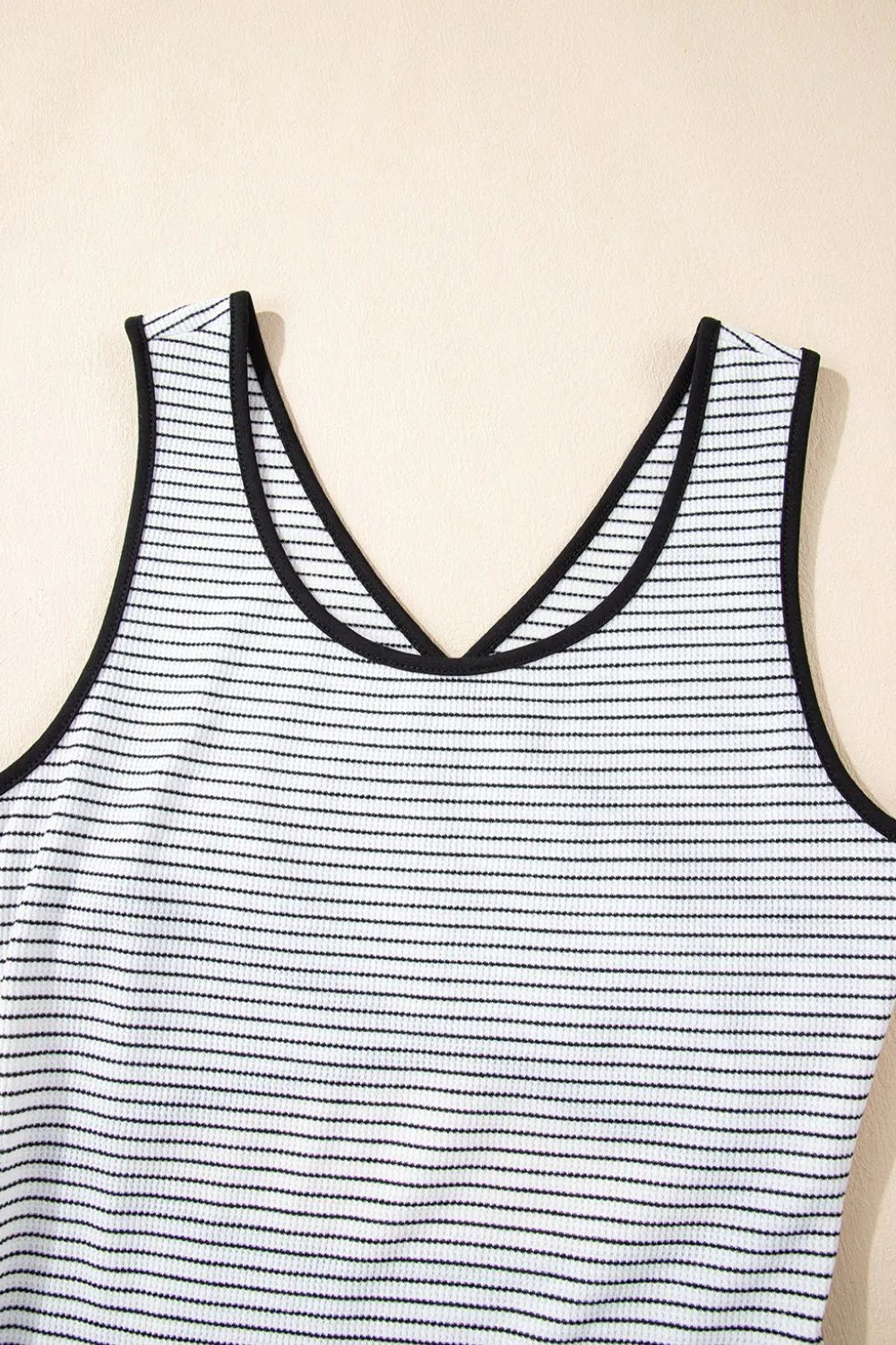 Stripe Crisscross Side Slits Slim Fit Sleeveless Midi Dress