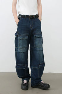 Men's Mid Rise Jeans with Cargo Pockets