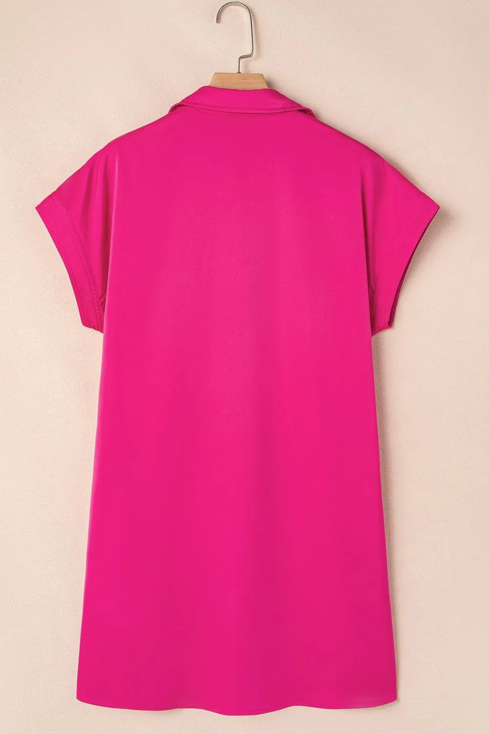 Buttoned Collared Neck Mini Shirt Dress