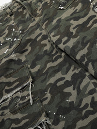 Men's Distressed Camouflage Demin Shorts