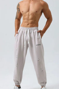 Men's Plus Size Distressed Drawstring Joggers