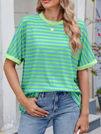 Striped Round Neck Half Sleeve T-Shirt