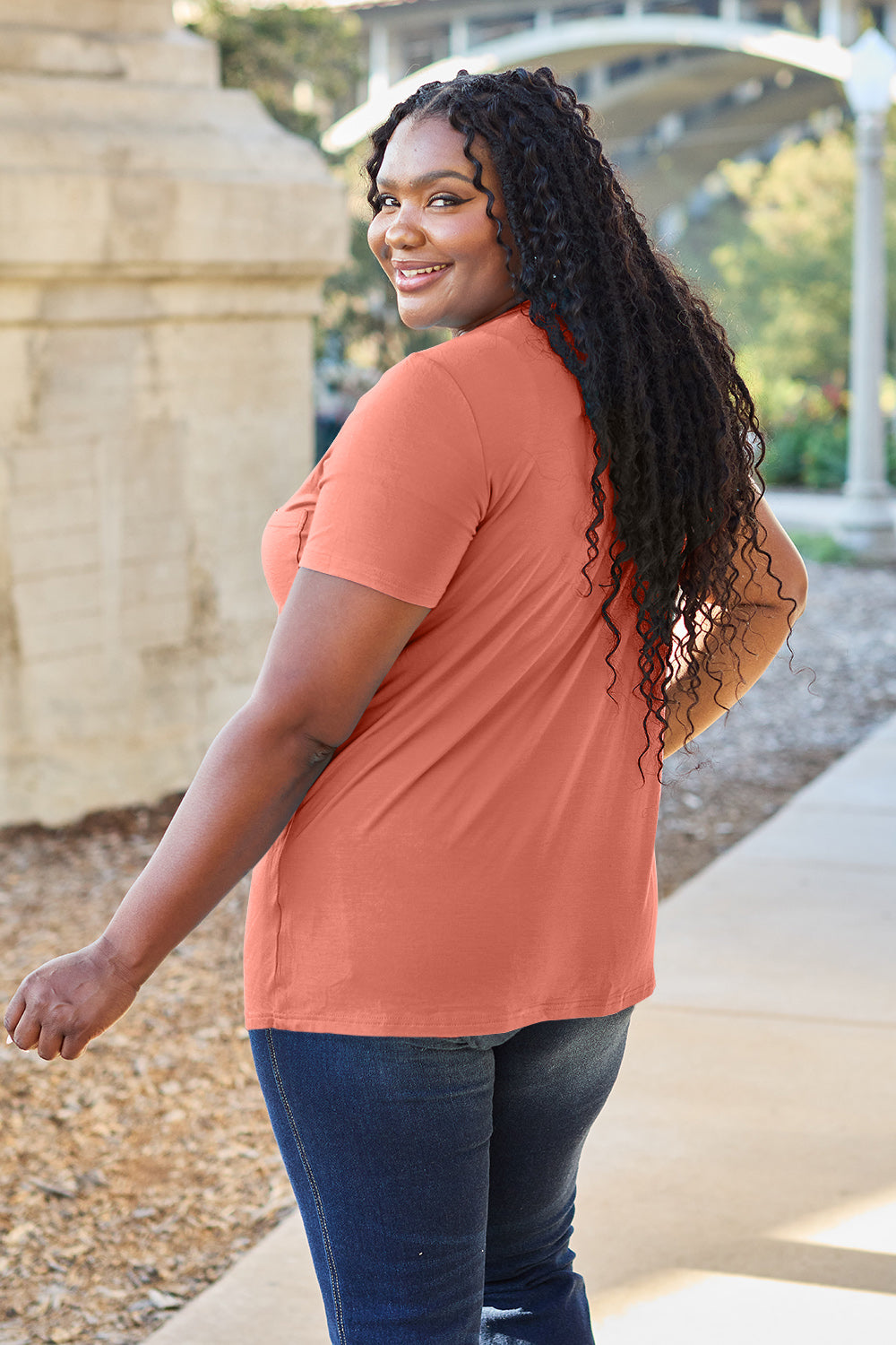 Bamboo Full Size V-Neck Short Sleeve T-Shirt