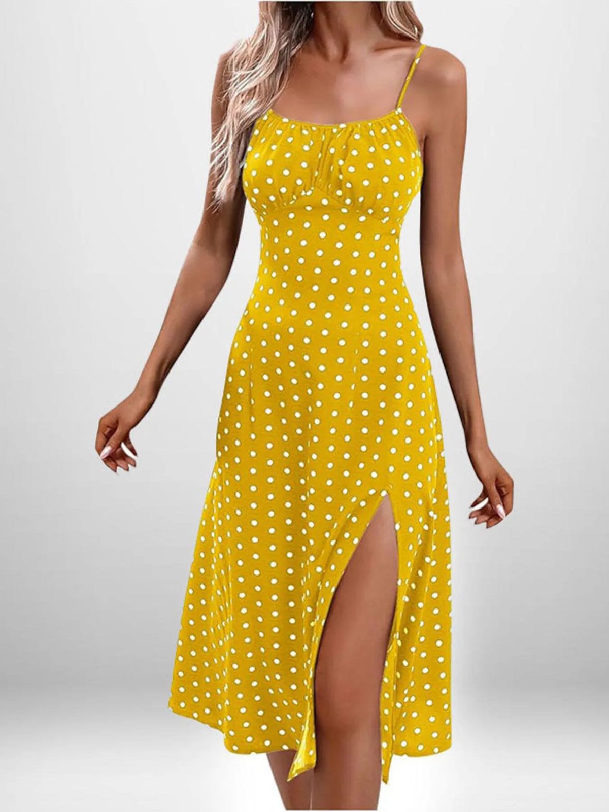 Full Size Slit Printed Cami Midi Dress Plus Size