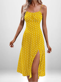 Full Size Slit Printed Cami Midi Dress Plus Size