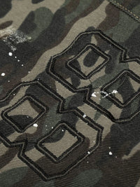 Men's Distressed Camouflage Demin Shorts