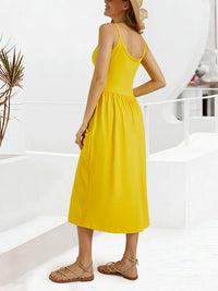 Scoop Neck Midi Dress with Pockets