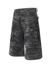 Men's Camouflage Denim Cargo Shorts
