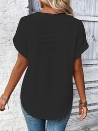 Crochet Lace Short Sleeve Casual T-Shirt