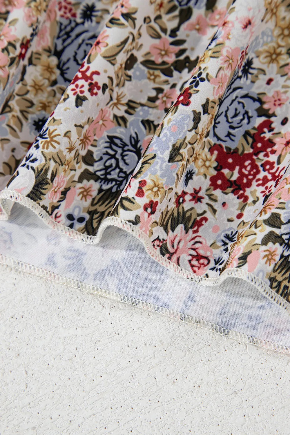 Floral Print Ruffle Cap Sleeve Blouse