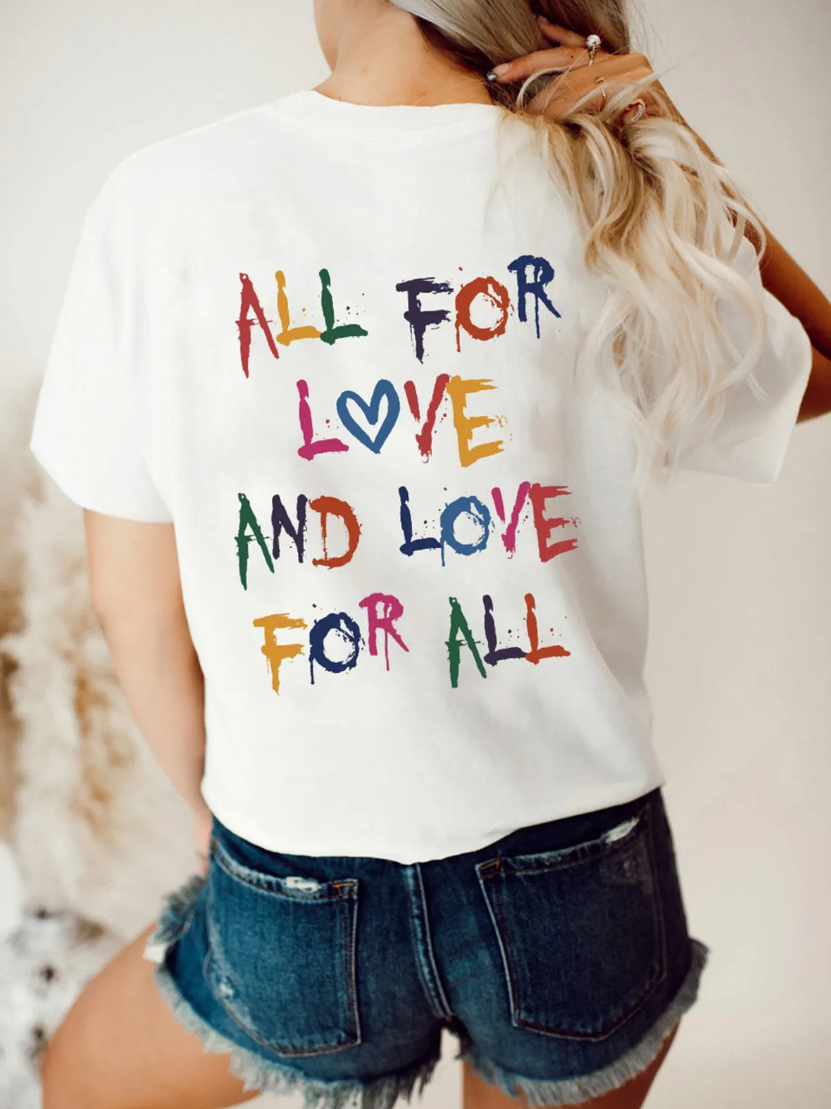 Letter Round Neck Short Sleeve T-Shirt