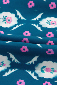 Printed Tie Neck Ruffled Cap Sleeve Dress