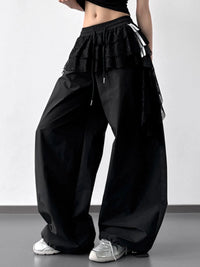 Oversized Wide Leg Pants with Drawstring Waist