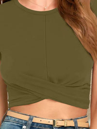 Round Neck Short Sleeve Crop T-Shirt