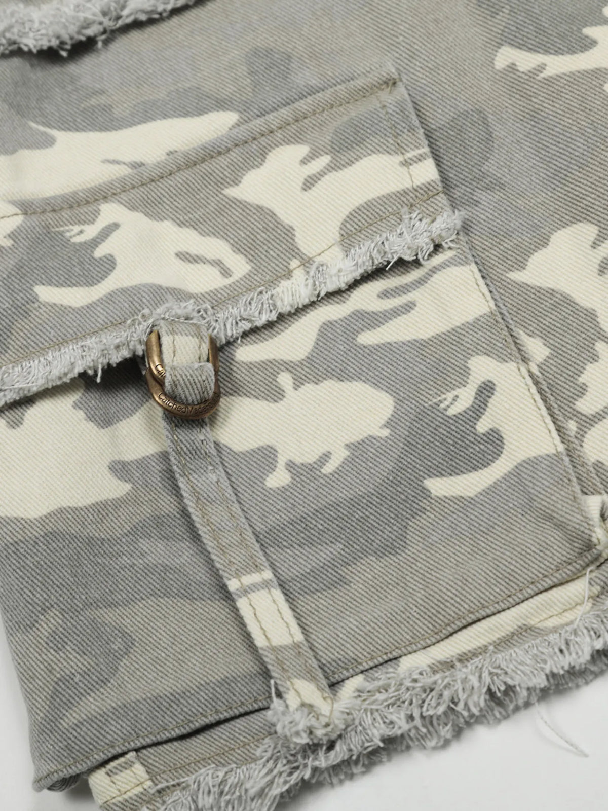 Men's Camouflage Denim Shorts with Raw Hem