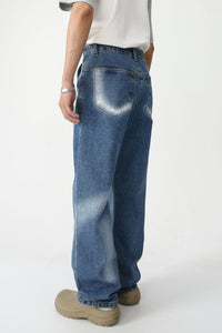 Men's Tie-Dye Washed Straight Leg Jeans