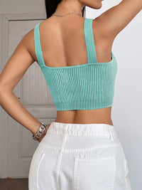 Ribbed Scoop Neck Crop Tank Top