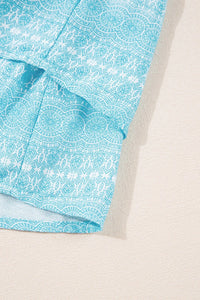 Printed Ruffled Wide Straps Tank