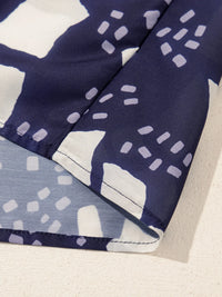 Abstract Print Frilled Puff Sleeve V Neck Blouse