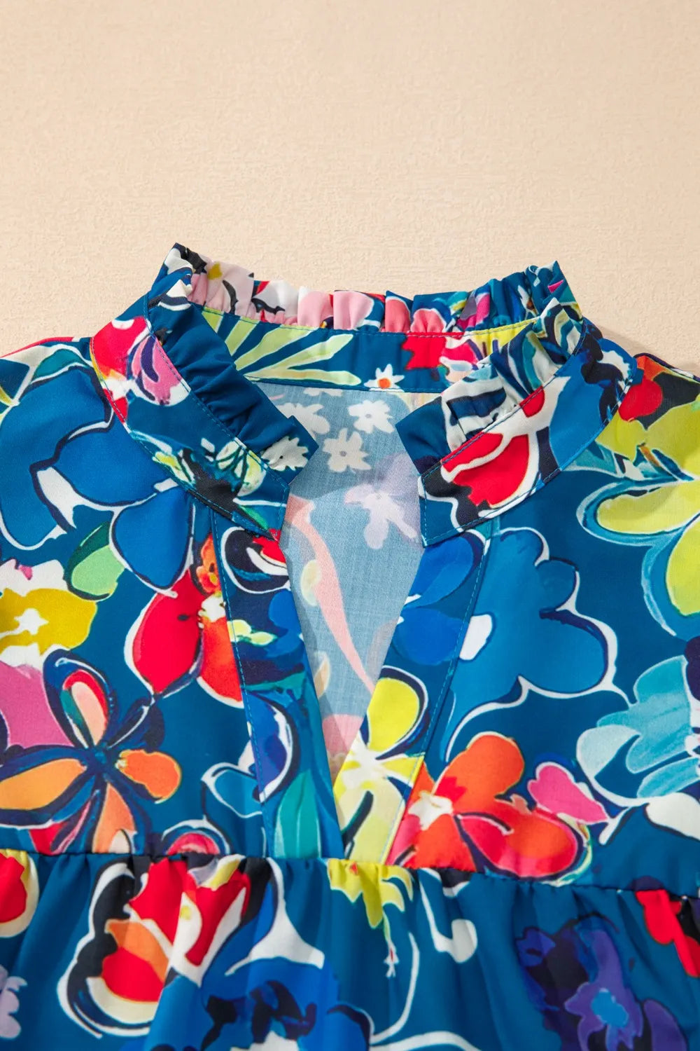 Floral Print Ruffle Sleeve Loose Blouse