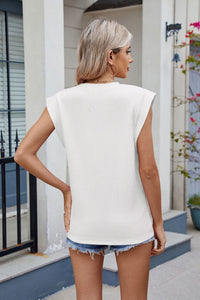 Corded Rib Round Neck T-Shirt
